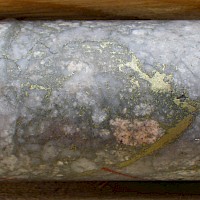 Chalcopyrite mineralization DDH 427 516 519m Discovery Zone