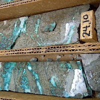 Malachite Mineralization in Drill Core